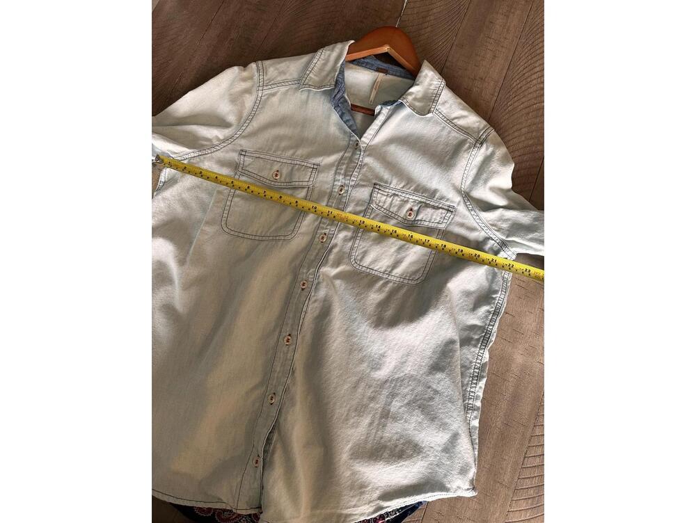 Free People Embroidered Bandana Bandit Chambray Button Down Shirt Women’s Small - Picture 9 of 15